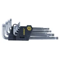 Ключ Sigma набір TORX 9шт T10-T50мм CrV, середні з отвором (4022221)