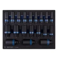 A set of KING TONY impact heads 1/2", in a box, 19 pcs. (9-4419MPV)