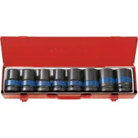A set of end heads KING TONY 1" impact elongated 24-41 mm 8 pcs. (8408MP)