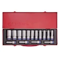 Set of socket heads KING TONY 1/2" hex elongated 15 pcs. (4315MR)