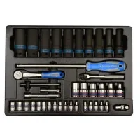 KING TONY 1/2" - 1/4" Extended Percussion Tool Set, E-Heads, Tri-Brush (9-7540MR)