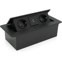 Розетка Voltronic J29L, дві розетки + 2*USB, напольна, висувна (20011)