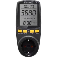 ColorWay digital wattmeter 16A/3680W, black (CW-VM16-02D)