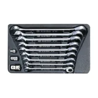KING TONY ratchet wrench 12 pcs., 10-19 mm and adapters for 1/4", 3/8", 1/2" (9-10112MR)