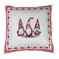 Pillowcase Provence decorative Snowfall Trio of gnomes 45x45 cm Gray with red (23808)