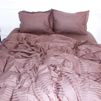 Bed linen MirSon Satin Stripe 30-0006 Dark Brown 160x220 one and a half Euro (2200005249444)
