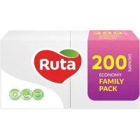 Table napkins Ruta Family Pack 1 layer 24x24 cm White 200 pcs. (4820023743724)