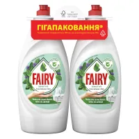 Засіб для ручного миття посуду Fairy Sensitive Чайне дерево і М'ята 2 х 900 мл (8700216759649/8006530210850)