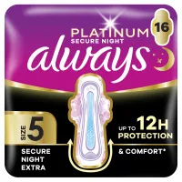 Sanitary pads Always Platinum Secure Night Extra Size 5 16 pcs. (8700216452885)