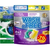 Set of household chemicals Wash&Free Capsules for washing Jasmine and lavender 10+1 pcs + Powder Mountain freshness 400 g (9202009988865)