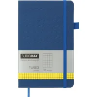 Notebook Buromax Tweed 125x195 mm 96 sheets in a cell cover made of artificial leather Blue (BM.291163-02)