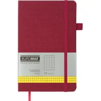 Notebook Buromax Tweed 125x195 mm 96 sheets in a cell cover made of artificial leather Burgundy (BM.291163-13)