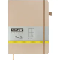 Книга записна Buromax Etalon 190x250 мм 96 аркушів в клітинку обкладинка зі штучної шкіри Золота (BM.292160-23)