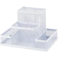 Desk set Axent stand-organizer 155x103x100 mm metal, white (2117-21-A)