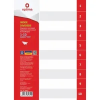 Optima A4 plastic page divider, 1-10 section, digital (O35811)