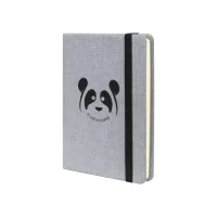 Notebook Optima A6 PANDA, hard cover paper, eraser, cream block line (O27192-05)