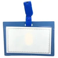 Бейдж H-Tone горизонтальний з пластиковим кліпом, синій, 50 шт (JJ41308-50)