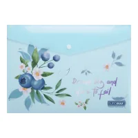 Folder - Buromax A4 envelope with a button, BLUEBERRY ARABESKI, translucent, aquamarine (BM.3943-52)