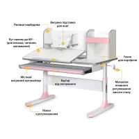 Парта Mealux Vancouver Multicolor Pink з поліцею (BD-620 W/G MC+PN з полицею)
