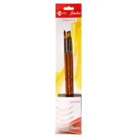 Brush for drawing Santi, set of artistic #2, synthetic, 1 pc. flat (#10), 2pcs round (#2.8), short handle (310835)