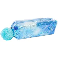 Cool For School pencil case with sequins and pompom 1 compartment blue (CF87078)