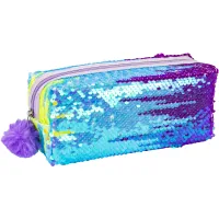 Cool For School pencil case with sequins and pompom 1 compartment blue (CF87052)