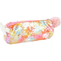 Cool For School pencil case with sequins and pom-pom 1 compartment pink (CF87063)