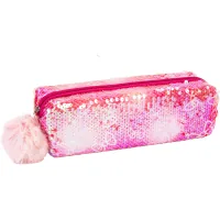 Cool For School pencil case with sequins and pompom 1 compartment pink (CF87077)