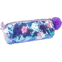 Cool For School pencil case with sequins and pom-pom 1 compartment blue (CF87062)