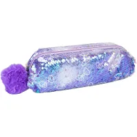 Cool For School pencil case with sequins and pom-pom 1 compartment purple (CF87076)