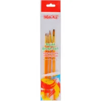 Maxi paint brush set of 4 synthetic bristles, round (No. 1, 4), flat (No. 1, 8), short handle (MX60886)