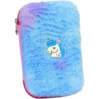 Cool For School pencil case 1 compartment with plush and applique Blue (CF6514-blue)