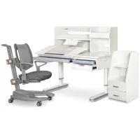 Desk with chair Mealux Montreal 2 (desk+sideboard+chair) (BD-670_2WG+Shelf+Y-1030+C-12 GRAY)