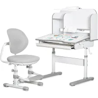Desk with chair Mealux Nemo Gray (shelf + lamp) (BD-38 G)