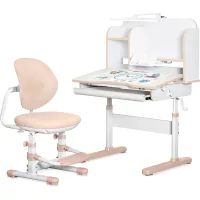 Desk with chair Mealux Nemo Peach (shelf + lamp) (BD-38 PN)