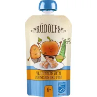 Children's puree Rudolfs Vegetables with couscous and sea bass from 6 months 110 g (4751017942536)