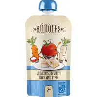 Children's puree Rudolfs Vegetables with rice and Atlantic cod from 8 months 110 g (4751017942529)
