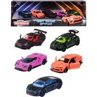 Majorette Scale Car Model Set Metal Bright Racer with Neon Elements 7.5cm, 5 Pieces (2053179)