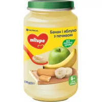 Дитяче пюре Milupa фруктового Банан, яблуко з печивом з 6 місяців 190 г (5900852051456)