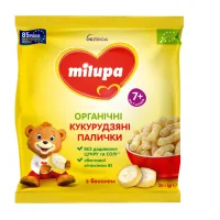 Дитячі снеки Milupa Органічні кукурудзяні палички з бананом від 7 міс., 20 г (4820226169314)