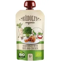 Children's puree Rudolfs Vegetables with rice and chicken 110 g (4751017942710)