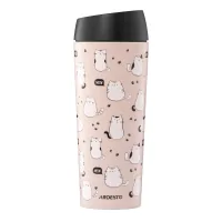 Thermal mug ARDESTO Coffee Time Animals Cats 450ml, stainless steel, brown (AR2645FC)