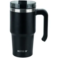 Thermal mug Kite with handle 600 ml black (K24-1207-1)