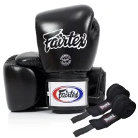 Fairtex BGV1 Black 18oz Boxing Gloves (Bandages Included) (BGV1_18oz_Black)