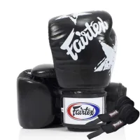Fairtex BGV1 Nation Print Black 16oz Boxing Gloves (Bandages Included) (BGV1_Print_16oz_Black)