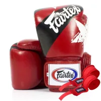 Fairtex BGV1 Nation Print Red 10oz Boxing Gloves (Bandages Included) (BGV1_Print_10oz_Red)