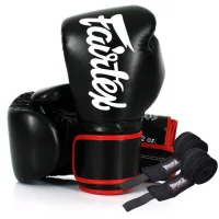 Fairtex BGV14 Black 12oz Boxing Gloves (Bandages Included) (BGV14_12oz_Black)