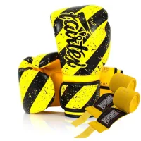 Боксерські рукавички Fairtex BGV14Y Yellow/Black 10 унцій (бинти в комплекті) (BGV14Y_10oz_Yellow/Black)