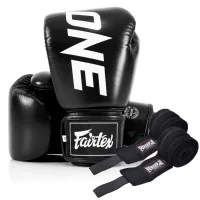 Боксерські рукавички Fairtex BGV1-ONE (натуральна шкіра) Black 12 унцій (бинти в комплекті) (BGV1-ONE_12oz_Black)