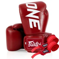 Боксерські рукавички Fairtex BGV1-ONE (натуральна шкіра) Red 14 унцій (бинти в комплекті) (BGV1-ONE_14oz_Red)